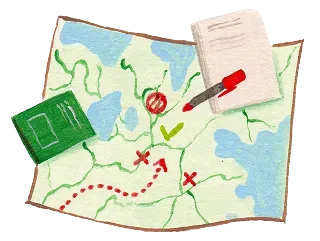 Watercolor illustration of therapy tools